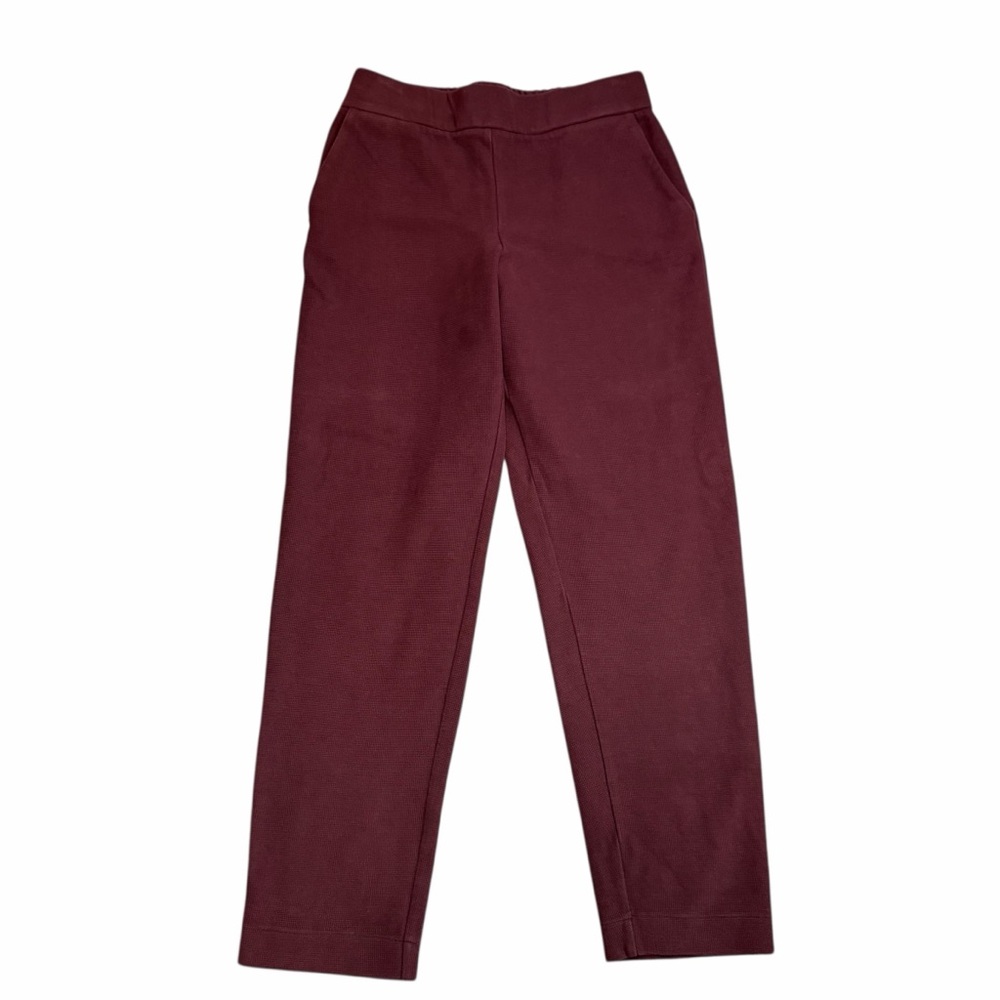 Massimo Dutti Women's Textured Knit Trousers | Straight Leg | Burgundy | Small